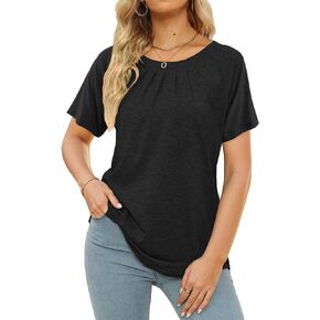 Womens Tops Short Sleeve Crew Neck Shirts Loose Casual Blouse Summer Clothes