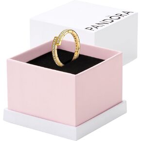 Pandora Sparkling Overlapping Ring - Chic Statement Ring - Layering or Stackable Ring for Women - Gift for Her - 14k Gold with Clear Cubic Zirconia - With Gift Box