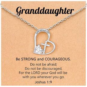 PINKDODO Cross Heart Pendant Necklace for Girls, First Communion Gifts for Daughter Granddaughter Teens
