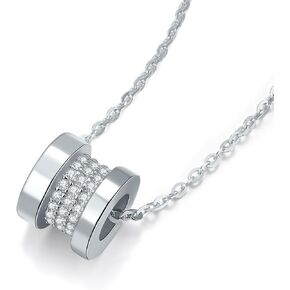 S925 Sterling Silver Necklace for Women,Polygonal Cylinder Pendant Necklace, Cubic Zirconia Women's Pendant Necklaces,Women's Fashion Jewelry,Gifts for Girlfriend Wife Mom Daughter Girl and Lady