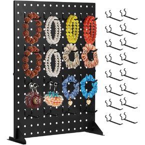 حامل عرض Pegboard مع 16 خطافًا: 17 × 13 بوصة لوح ربط معدني للمجوهرات حامل عرض التجزئة لمتاجر البائعين والأحداث والعروض الحرفية والمعارض in Kuwait