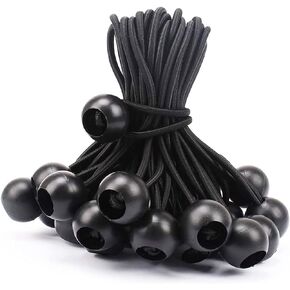 30 Pcs 4 Inches Ball Bungee Cords, Black Heavy Duty Heavyweight Tarp Black Ball Bungee, 4mm Thickness Weather Resistant Tie Down Strap - for Camping, Tents, Holding Wire and Hoses