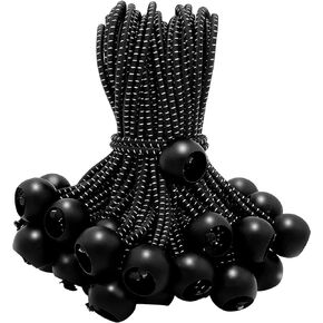 50 Pack 6 Inch Bungee Cords，Bungee Balls, Bungee Cords with Balls,Elastic String Ties for Camping, Tents, Tarp, Canopy Shelter, Wall Pipe,Holding Wire and UV Resistant,Tarp tie Down