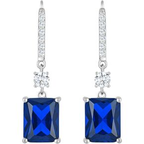 YL 10x8mm Dangle Earrings for Women Sterling Silver Leverback Earrings Cushion Cut Created Birthstone Jewelry Gifts