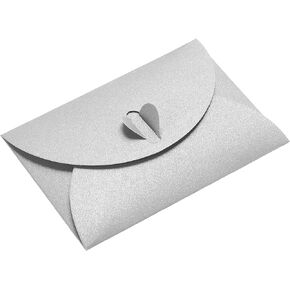PATIKIL Mini Envelopes, 50 Pack Heart Clasp Tiny Items Storage Cute Present Card Holder for Wedding Greeting Party, Beige