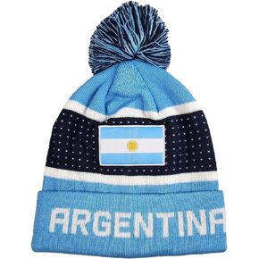 Icon Sports Argentina Country Beanie - Pegged Unisex Pom Beanie… Blue