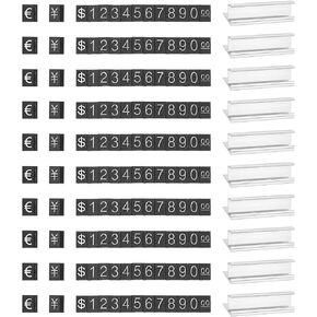 PATIKIL Price Cube Display Price Blocks Adjustable Removable Number Price Stand Black Counter Price Display for Retail White on Black, Ten Thousand Digit, 10 Set