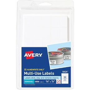 Avery Multi-Use Removable Labels, 5/8" x 7/8", White, Non-Printable, 1,050 Blank Labels Total (5424)
