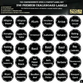 252 Preprinted 3" X 1.5" Chalkboard Pantry Labels Set w/Extra Write-on Stickers for Jars, Bottles, Containers & Canisters - Include an Exclusive Numbered Reference Sheet - Waterproof & Tear-Resistant in Saudi Arabia