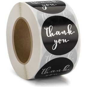 1.5'' Thank You Stickers, Thank You Stickers Labels, Round Small Business Stickers, Ideal for Bakery, Boutiques,Retailers & Small Business Owners, 500 Labels Per Roll