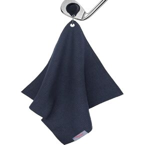 Magnetic golf towel for golf bag and cart(16" X 16"), Funny golf towelwith carabiner clip, Waffle Pattern,Great gift idea (1 Pack Black Golf Towel with magnet(16" X 16"))