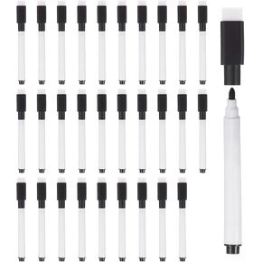 PATIKIL Dry Erase Marker Pens, 30 Pack Yellow Ink Fine Point Low Odor Whiteboard with Eraser Cap for Office Home Classroom, White Pen Rod