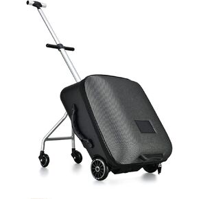 Children's Ride-On Suitcase, Kids Luggage Set, Fashion Travel Student Trolley Boarding Toy Box, 2-in-1 Case & Baby Stroller,Black