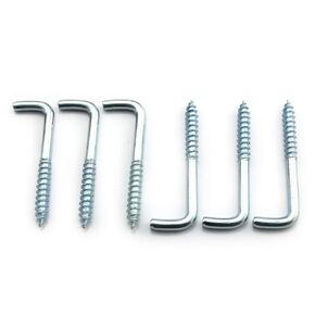 LQ Industrial 25PCS Long Square Bend Hook Lag Screw Shoulder Hooks Zinc Sliver M5-5x25x50/16mm