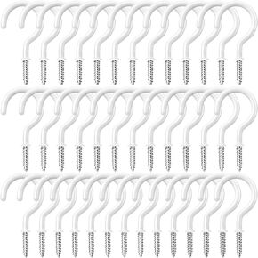 40 Pcs 2.9 Inch Ceiling Hooks for Hanging Plants, Screw in Hooks for Hanging Lights Cup Hooks, Vinyl Coated Ceiling Hooks Heavy Duty for Indoor Outdoor Use