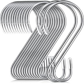 Hotop 36 Pieces 6 Inch S Shaped Hooks Stainless Steel S Shaped Hook Hanging Hooks Metal Hangers with Plastic Sleeves for Hanging Pot, Pan, Cups, Plants, Bags, Jeans, Towels, Silver