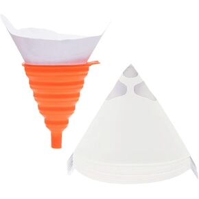 50 Pack 100 Micron Paint Strainers Paint Filter Paint Cones with 1 Pcs Silicone Funnel, 100 Micron Paint Filter with Fine Nylon Mesh - Automotive, Spray Guns, Arts & Crafts