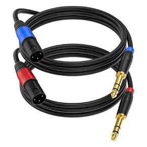 XLR to 1/4 Inch (6.35mm) TS Mono Jack Microphone Cable, Unbalanced 3 Pin XLR to Quarter inch TS Plug Mic Cord for Dynamic Microphone (2Pack / 3.3 FT)