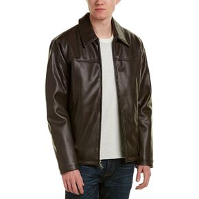 Cole Haan mens Vegan Leather Shirt Collar Jacket