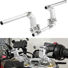 7/8" 22MM Adjustable Motorcycle Handlebars Handle Bar, Detachable Black Steering Hangers Handle Bars System for 125cc Scooter Models Silver