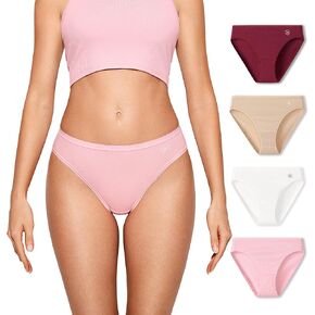 Natrelax Women's Underwear Briefs Cotton Panties High Waist High Cut Tagless Panty 4 Pack