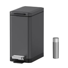 Step Trash Can 10 Liter 2.6 Gallon Slim Design Step-On Trash Can with Strong Pedal, Stainless Steel Rectangular Garbage Can, White