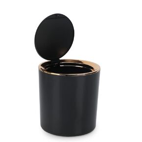 Small Trash Can Wastebasket with Lid Round 2.6L Mini Desk Top Bin for Vanity Bathroom Bedroom Kitchen Office,ABS
