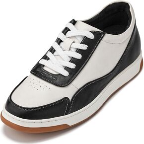 CALTO Men's Invisible Height Increasing Elevator Shoes - Premium Leather Lace-up Fashion Sneakers - 2.6 Inches Taller