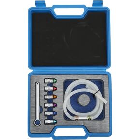 Metal Rubber Brake Bleeder Wrench Kit, 7‑12mm 6 Adapters 1 Drain Hose, Universal for Car SUV Light Truck Motorcycle