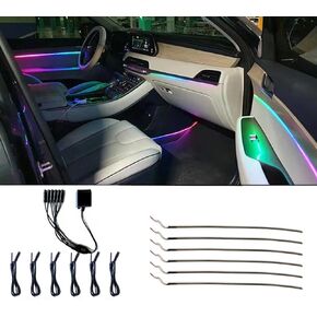 Car Interior led Ambient Lighting, Symphony RGB Car LED Strip Light, 6 in 1 with 204 inches Acrylic Fiber Optic, Multicolor Ambient Lighting Kits, Music Sync Rhythm,Sound Active Function