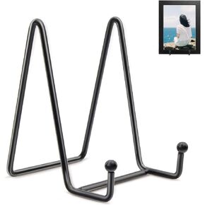 حامل لوحة معدنية سوداء للعرض، حامل أطباق مزخرف للأعمال الفنية، حامل إطار الصورة، لحامل عرض الحامل، والكتاب، وحامل الصور، وحامل كتب الطبخ والعمل الفني - عبوتان (6 بوصات) in Kuwait