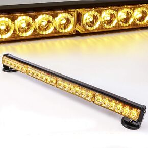 LE-JX 24" Amber Wireless Traffic Advisor Emergency Lights Bar Battery Led Strobe Warning Light Roof Top Hazard Flash with Magnetic Base Mount and 12V Rechargeable Plug(24 LED,Yellow)
