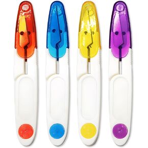 4PCS Compact 4 Inch U Shaped Portable Scissors with Protective Safety Cover for Yarn, Cross-Stitch, Thread, Sewing - Ideal for Craft, DIY, Stitch Trimming Snips.