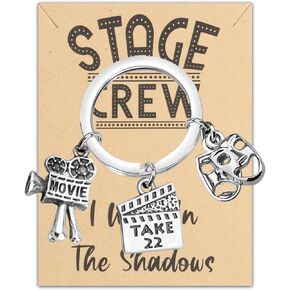 BEKECH Theatre Keychain Stage Crew Gifts Drama Comedy Tragedy Mask Charm Keychain Thespian Gift Stage Manager Gift