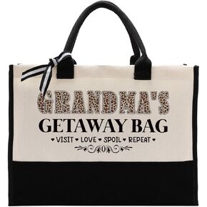 Cotton Canvas Tote Bag for Women, Canvas Tote Bag for Gifting, Tote Bag Gift for Grandma, Grandma's Getaway Bag, Present Bag for Nana Birthday, Mother's Day Gift for Grandma, Canvas Beach Bag