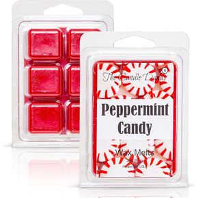 Peppermint Candy - Minty Fresh Scented Melt - Maximum Scent Wax Cubes/Melts- 1 Pack -2 Ounces- 6 Cubes Gift for Women, Men, BFF, Friend, Wife, Mom, Birthday, Sister, Daughter, Long Lasting Wax Tart