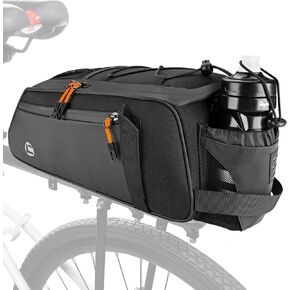 WOTOW Rear Bike Rack Bag - 8L Waterproof Bicycle Trunk Bag with Water Bottle Holder, Reflective Panniers Bike Bags for Bicycles Saddle Back Seat Storage Cargo Luggage Pouch Shoulder Bag Women Men