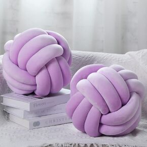 Namalu 2 Pieces Knot Ball Pillows Round Plush Aesthetic Cushion Pillows Soft Stress Relieving Cute Decorative Knotted Pillows for Kids Bed Sofa Bedroom Decor (Black, 7.87 Inches)