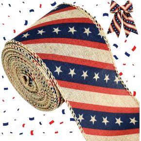 شريط TONIFUL الرابع من يوليو، شريط وطني، أشرطة سلكية باللونين الأحمر والأزرق والأبيض، نجوم وخطوط بمناسبة عيد الاستقلال في الرابع من يوليو، شريط العلم الأمريكي لديكور قوس إكليل الزهور (2-1/2 بوصة × 10 ياردة) in Kuwait