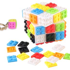 Speed Cube 3x3 with Building Blocks, Mini Cube 3x3 Included, Smooth Magic Cube Puzzle Cube Toy Gift for Kids & Adults (Black Brick Cube +Mini Cube)
