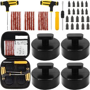 4Pcs Rubber Jack Pad for Chevrolet Corvette C5 C6 C7 C8 GS Z, Jacking Point Adapter Lifting Floor Jack Pucks Adapter, Car Tire Puncture Repair Tool Plug Kit for Chevy Corvette with Storage Box