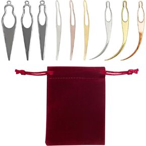 9 Pieces Dreadlock Crochet with 1 Storage Velvet Bag Interlocking Crochet Hooks for Hair Locking Tool Accessory Hair Tool for Dreadlocks (Gold, Silver, Rose Gold)
