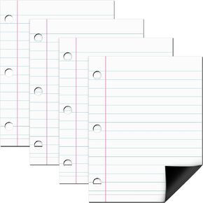 4 Packs Magnetic Notebook Paper 8 x 10.5 Inch Magnetic Writing Dry Erase Sentence Strips Notebook Paper Wipe Off Chart Notebook Paper Notebook Design Teacher Supplies for Classroom