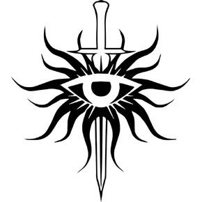 DRAGON AGE VIDEO GAME 5.5"INQUISITION EYE Logo FOR CAFE Decal Sticker for Laptop Car Window Tablet Skateboard - BLACK Color