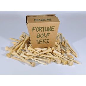 | Pack of 50 Bamboo 2 3/4" Golf Tees | Each Golf Tee Printed with a Fortune Message