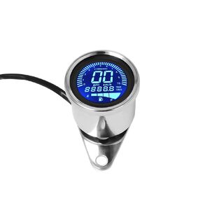 عداد سرعة رقمي للدراجة النارية من Win-All Universal سكوتر ATV عداد مسافات LCD قديم مقياس مستوى الزيت مؤشر مقياس سرعة الدوران للمقهى. (كروم)