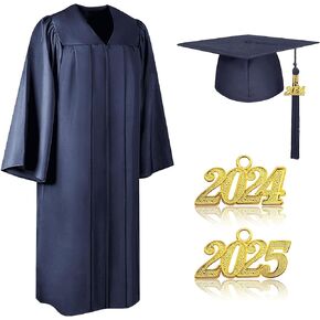 Heflashor Unisex Matte Graduation Gown Cap Set with 2024 2025 2Pcs Tassel Included Package