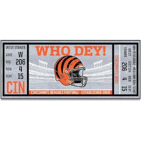 FANMATS 23116 Cincinnati Bengals Ticket Design Runner Rug - 30in. x 72in. | Sports Fan Area Rug, Home Decor Rug and Tailgating Mat