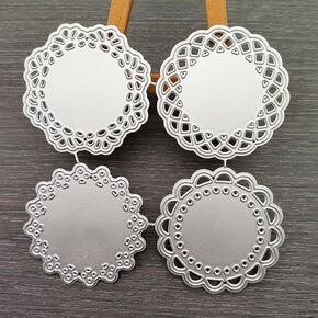 Lace Doily Circle Metal Cutting Dies,4Pcs Mini Lace Flower Border Cutting Dies Cut Stencils for Scrapbooking Photo Album Decorative Embossing Paper Dies for Card Making Template