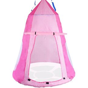 Kids Hanging Swing Tent Cover-Waterproof Hammock Chair Play House Castle Nest for 40in Round Saucer Nest Disc Rope Ceiling Tree Swing Indoor Outdoor Bedroom Backyard Playground